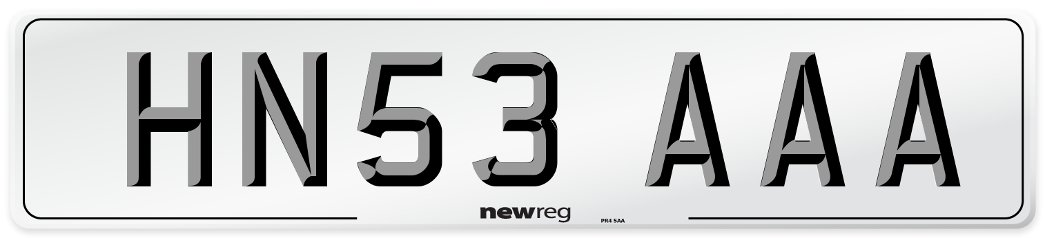 HN53 AAA Number Plate from New Reg